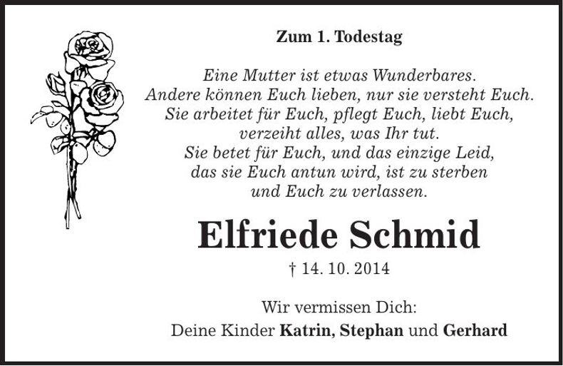 Traueranzeige Schmid Elfriede