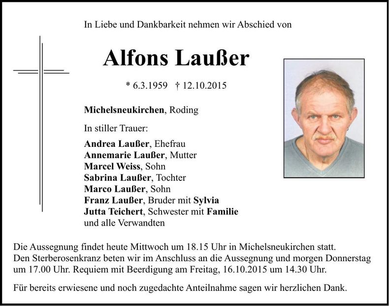Traueranzeige Alfons Laußer