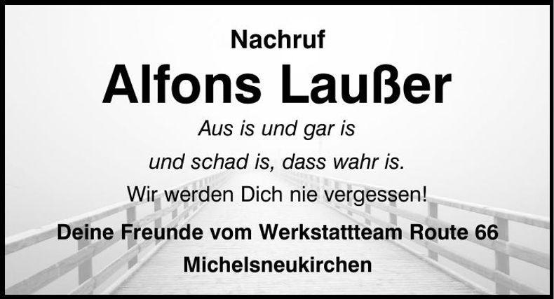 Traueranzeige Laußer Alfons