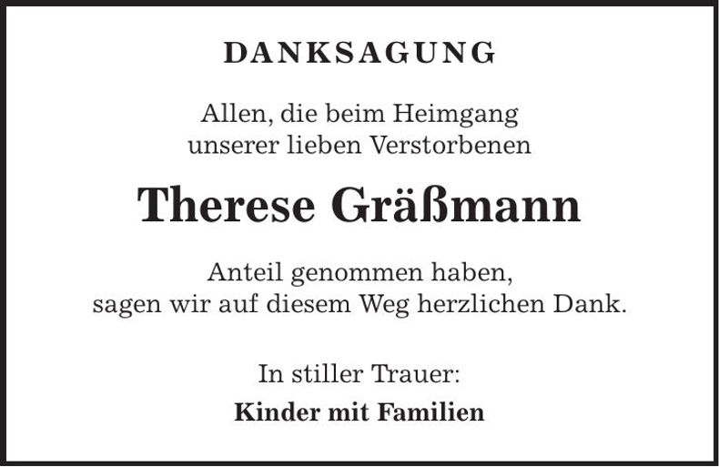 Traueranzeige Therese Gräßmann