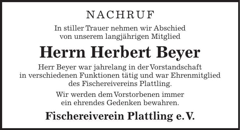 Traueranzeige Herbert Beyer