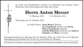 Traueranzeige Anton Messer