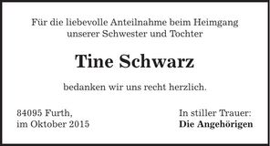 Traueranzeige Tine Schwarz