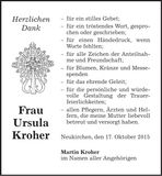 Traueranzeige Ursula Kroher