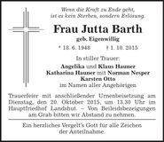 Traueranzeige Jutta Barth