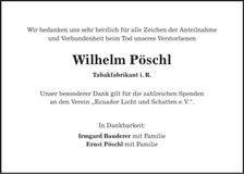 Traueranzeige Wilhelm Pöschl