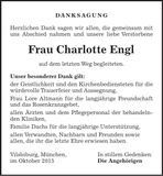 Traueranzeige Charlotte Engl