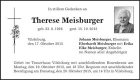 Traueranzeige Therese Meisburger