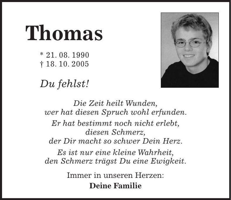 Traueranzeige Thomas Wimmer