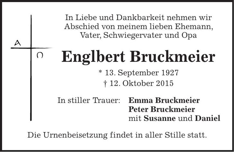 Traueranzeige Englbert Bruckmeier