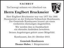 Traueranzeige Englbert Bruckmeier