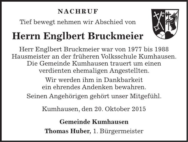 Traueranzeige Englbert Bruckmeier