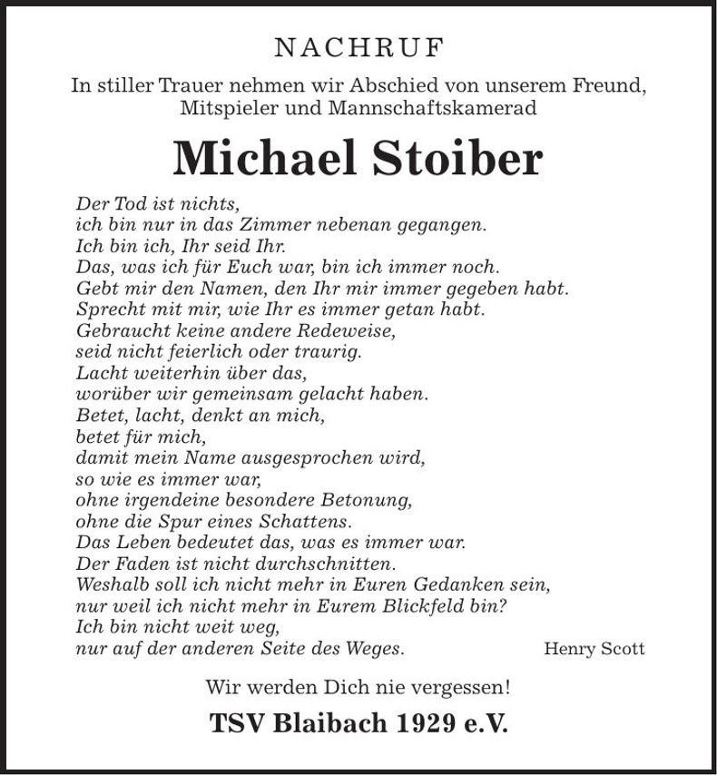 Traueranzeige Michael Stoiber