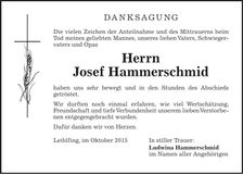 Traueranzeige Josef Hammerschmid