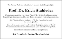 Traueranzeige Erich Stahleder