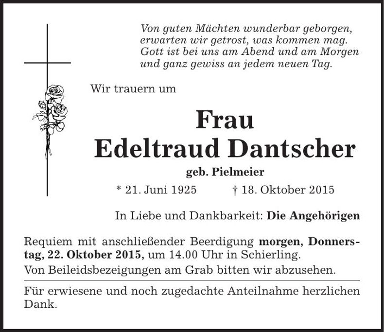 Traueranzeige Edeltraud Dantscher