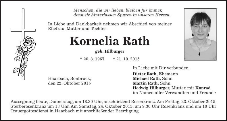 Traueranzeige Kornelia Rath