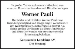 Traueranzeige Werner Pauli