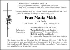 Traueranzeige Walter Märkl