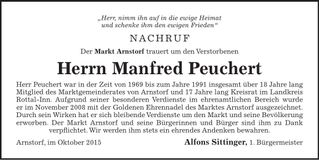 Traueranzeige Manfred Peuchert