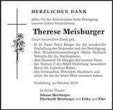 Traueranzeige Therese Meisburger