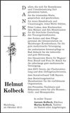 Traueranzeige Kolbeck Helmut