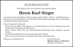 Traueranzeige Karl Steger