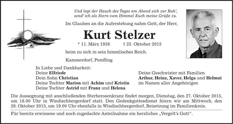 Traueranzeige Kurz Stelzer