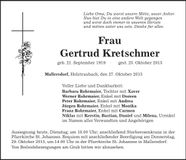 Traueranzeige Gertrud Kretschmer