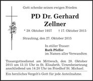 Traueranzeige Gerhard Zellner