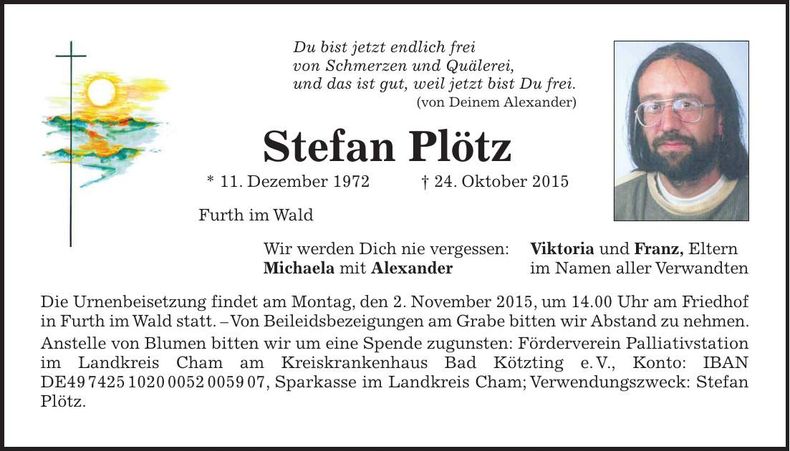 Traueranzeige Stefan Plötz