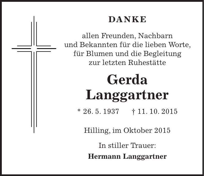 Traueranzeige Gerda Langgartner
