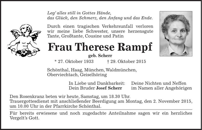 Traueranzeige Therese Rampf