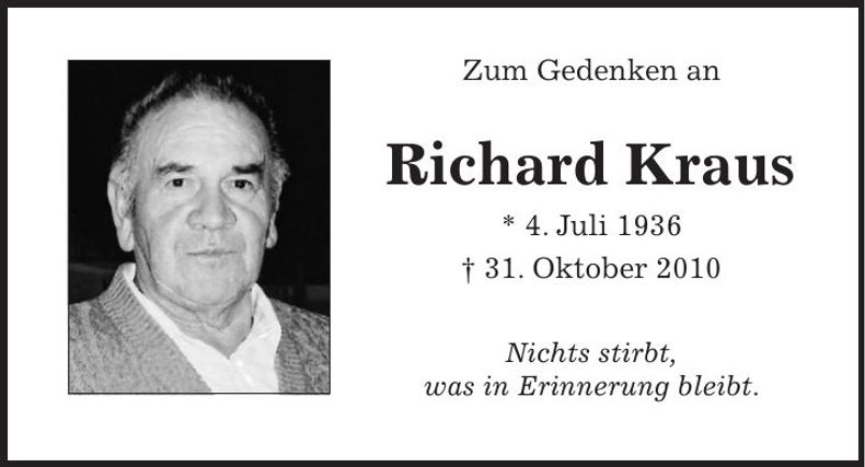 Traueranzeige Richard Kraus
