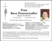 Traueranzeige Rosa Penzenstadler