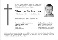 Traueranzeige Thomas Schreiner