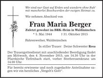 Traueranzeige Maria Berger