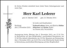 Traueranzeige Karl Lederer