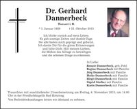 Traueranzeige Gerhard Dannerbeck