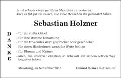 Traueranzeige Sebastian Holzner