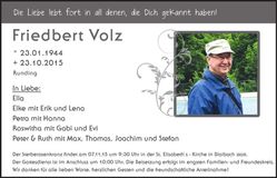 Traueranzeige Friedbert Volz