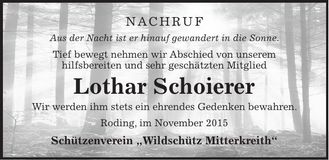 Traueranzeige Lothar Schoierer