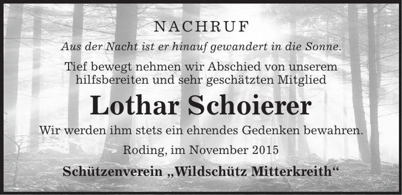 Traueranzeige Lothar Schoierer