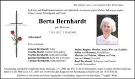 Traueranzeige Berta Bernhardt