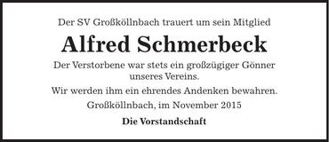 Traueranzeige Alfred Schmerbeck