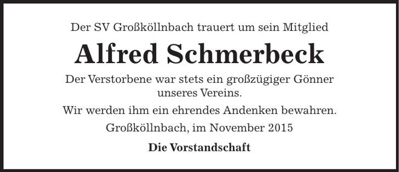 Traueranzeige Alfred Schmerbeck