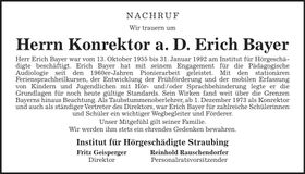 Traueranzeige Erich Bayer