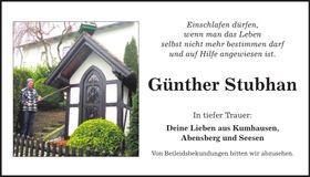 Traueranzeige Günther Stubhan