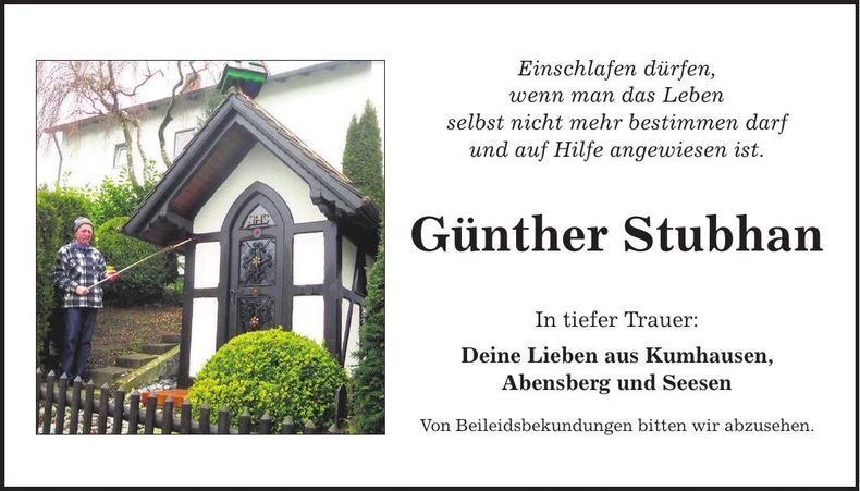 Traueranzeige Günther Stubhan