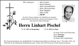 Traueranzeige Linhart Pischel